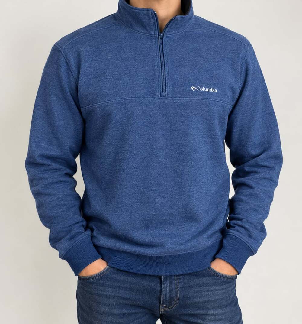 Columbia Mens Hart Mountain II Half Zip Pullover Sweatshirt Blue Medium